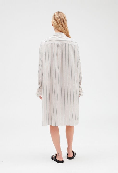 Cotton and linen blend midi shirt dress