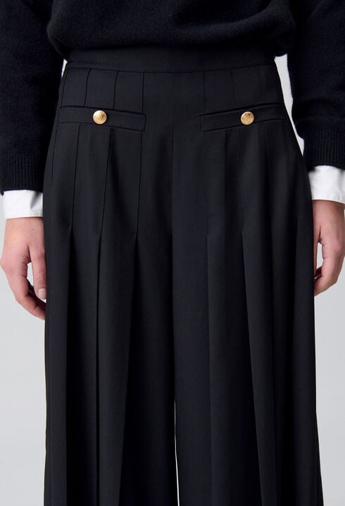 Pleated Wide-Leg Trousers
