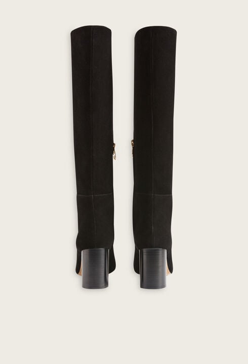 Black suede tall boots