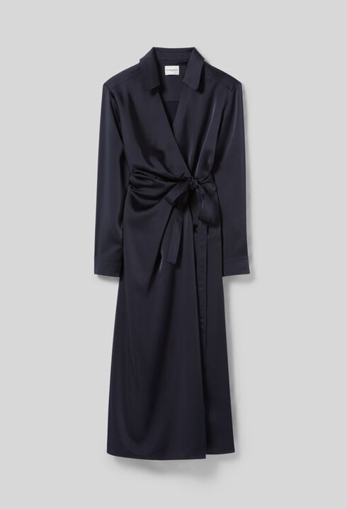 Mid-length Satin Wrap Dress