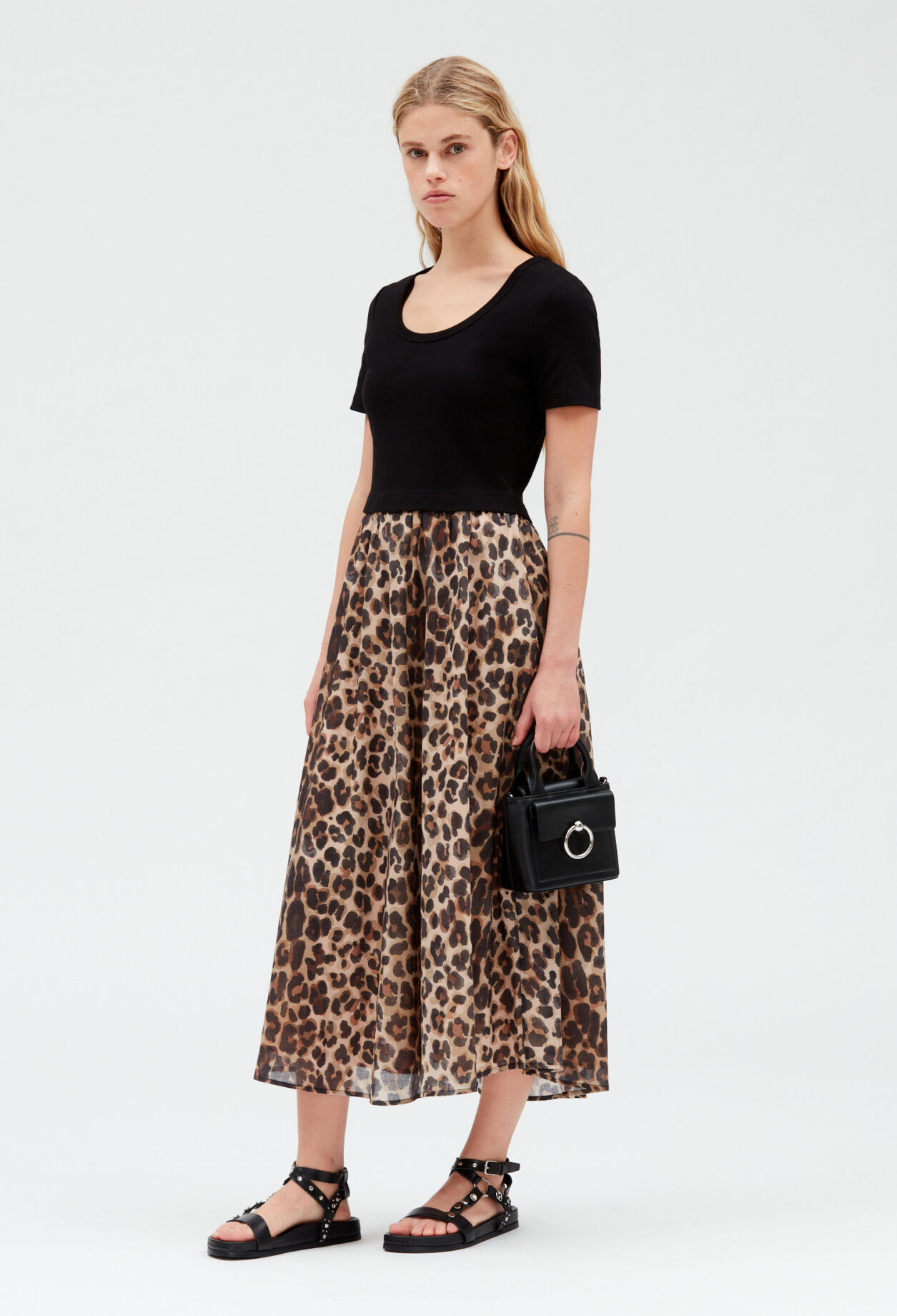 Bi material leopard midi dress for women Claudie Pierlot