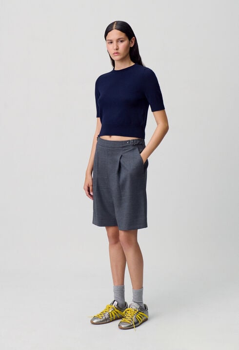 Fine Knit Top with Collar