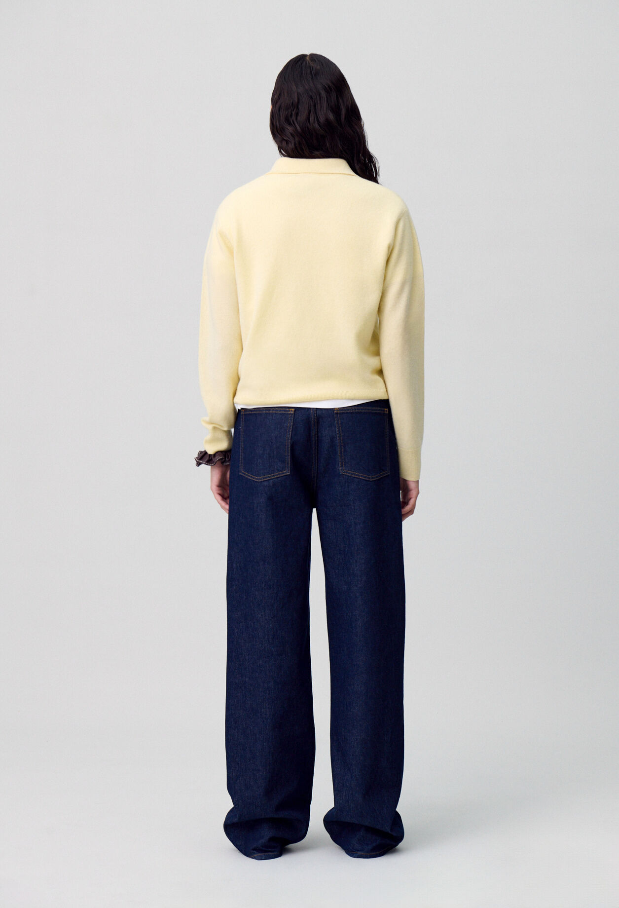Raw denim straight-cut jeans