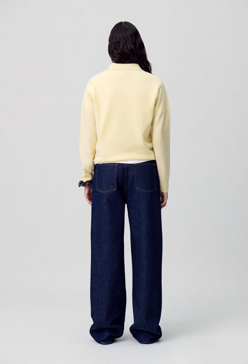 Raw denim straight-cut jeans
