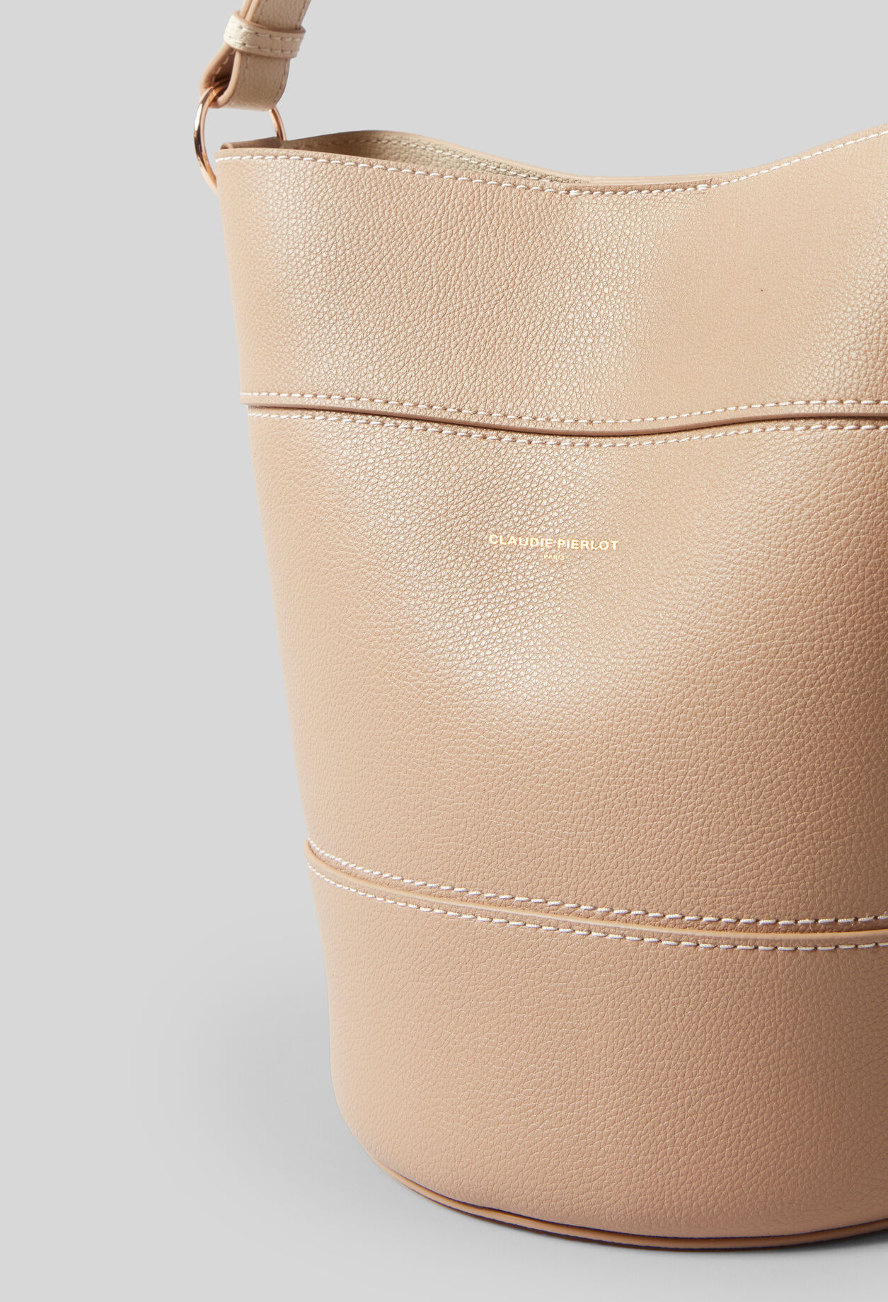 Grained leather bucket bag