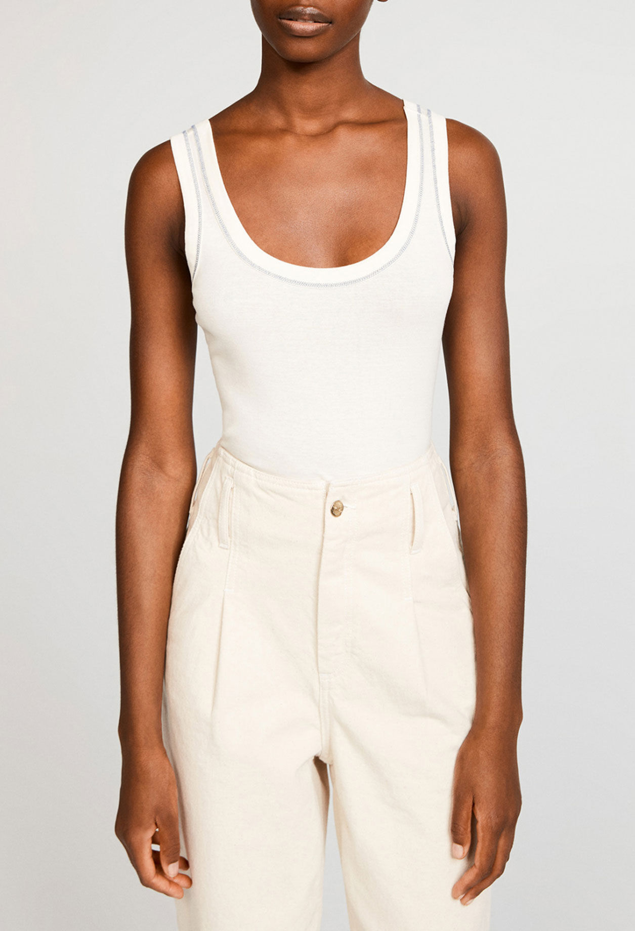 Organic cotton topstitched vest