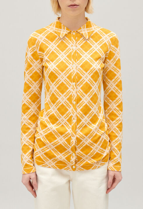 Yellow checked cardigan