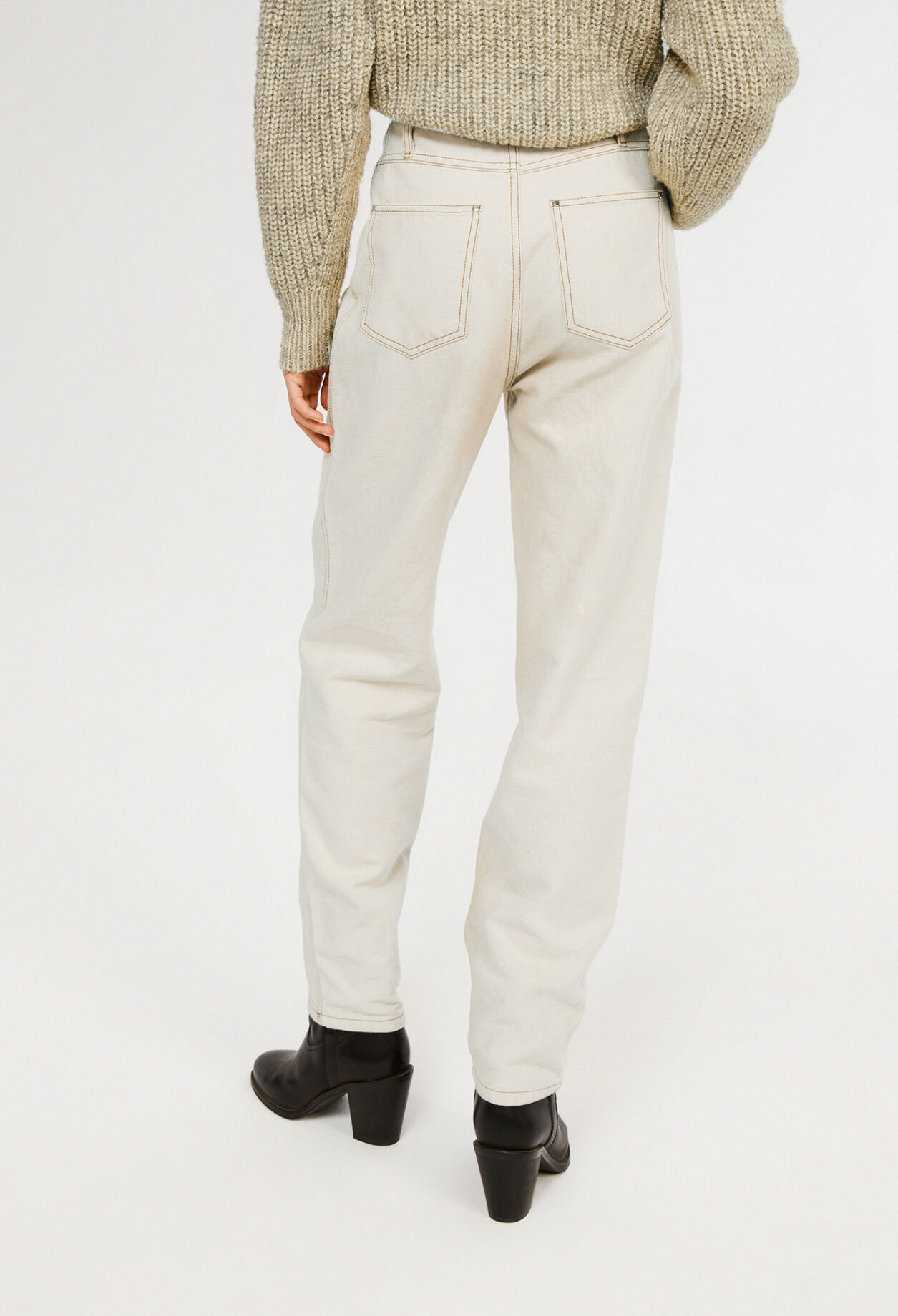 Beige ecowash denim jeans