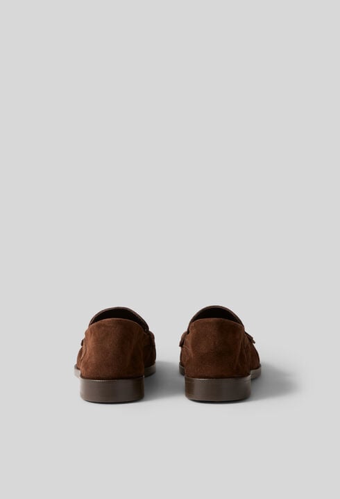 Chocolate suede loafers