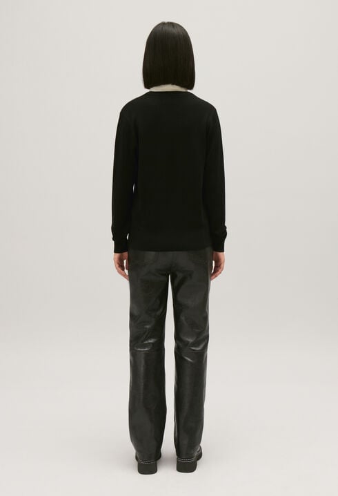 Black wool jumper with high neck
