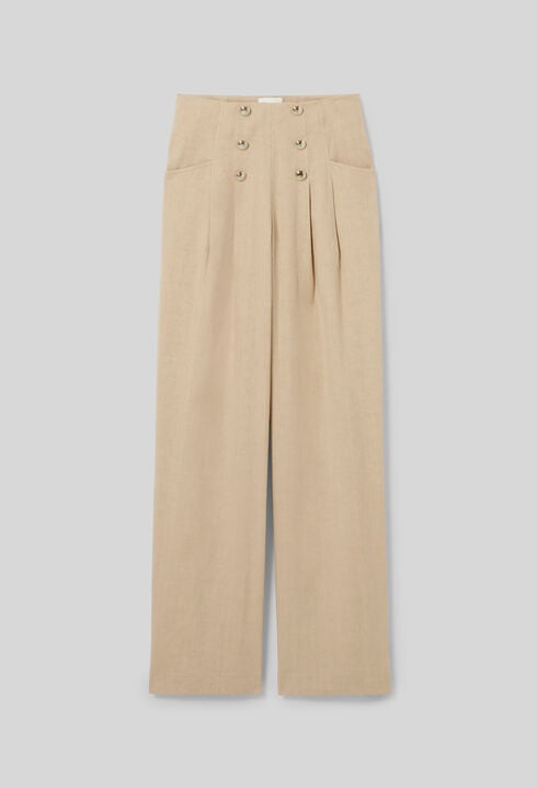 Buttoned linen trousers