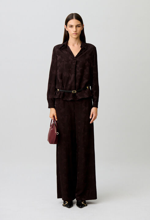 Straight floral jacquard blouse