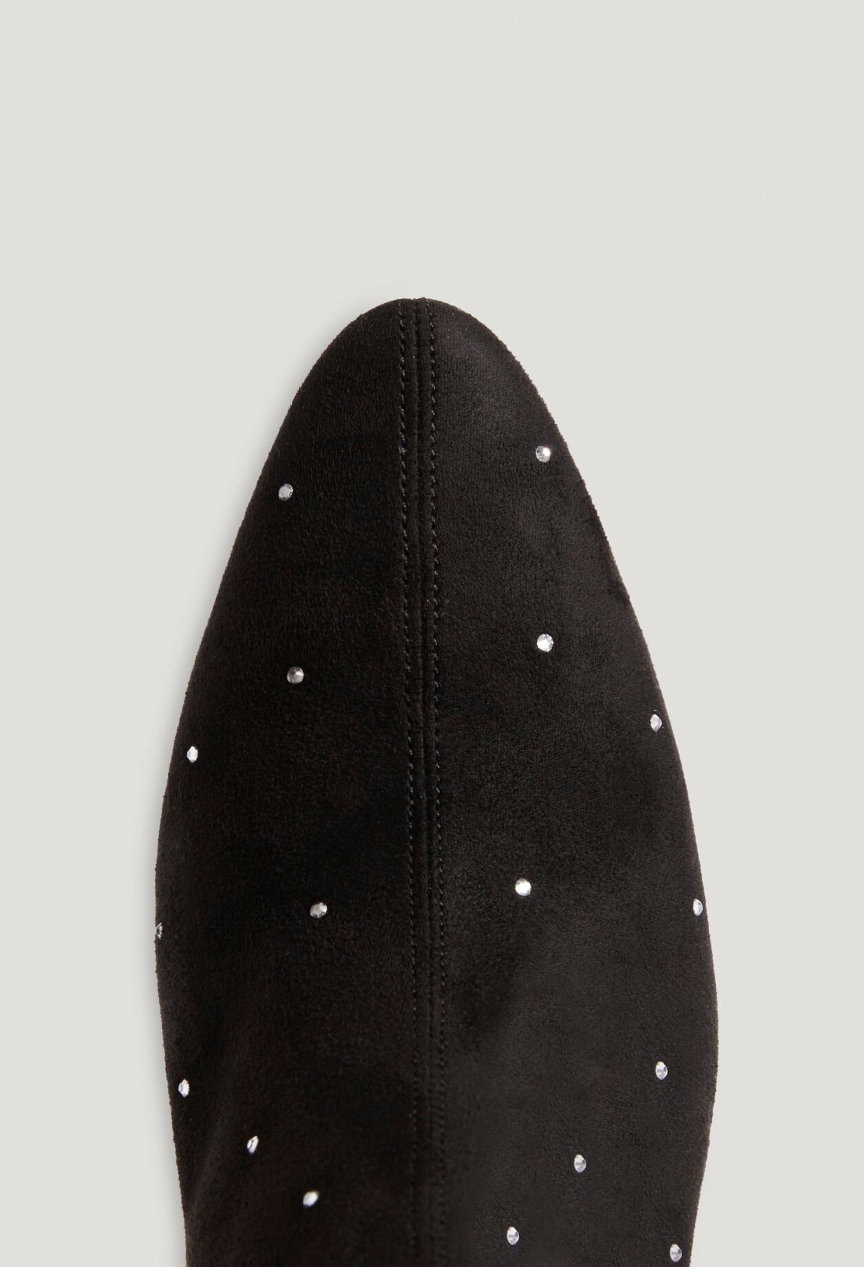 Black over-the-knee boots rhinestones