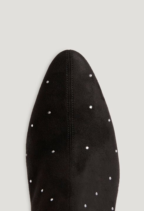 Black over-the-knee boots rhinestones