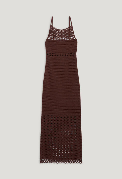 Brown crochet maxi dress