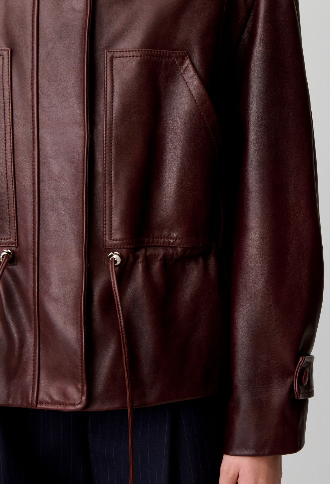 Wide-cut leather jacket