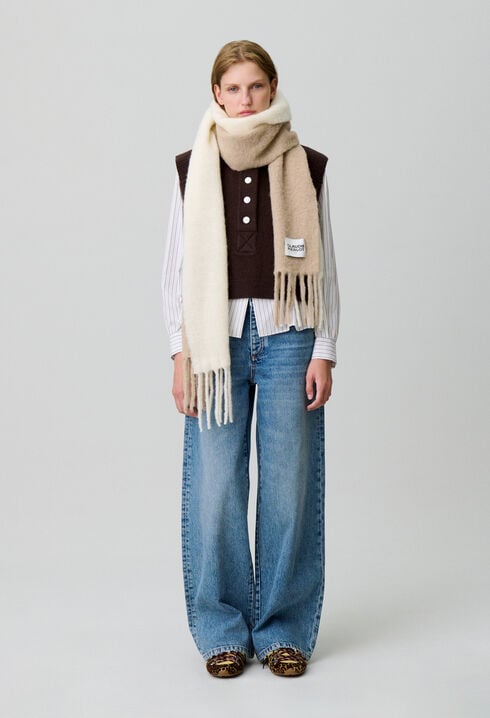 Bicolour scarf with fringes