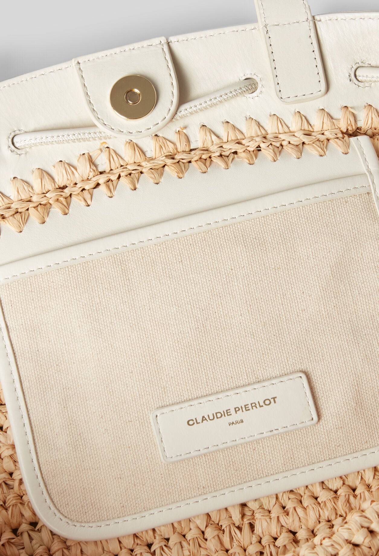 Raffia and leather basket