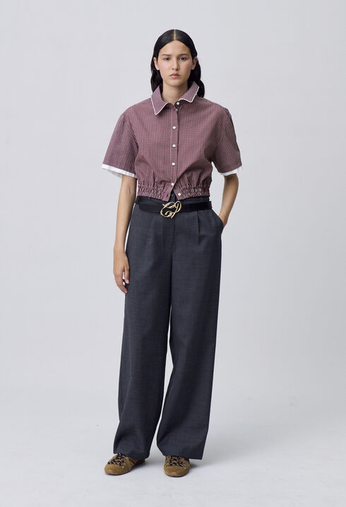 Short checked shirt