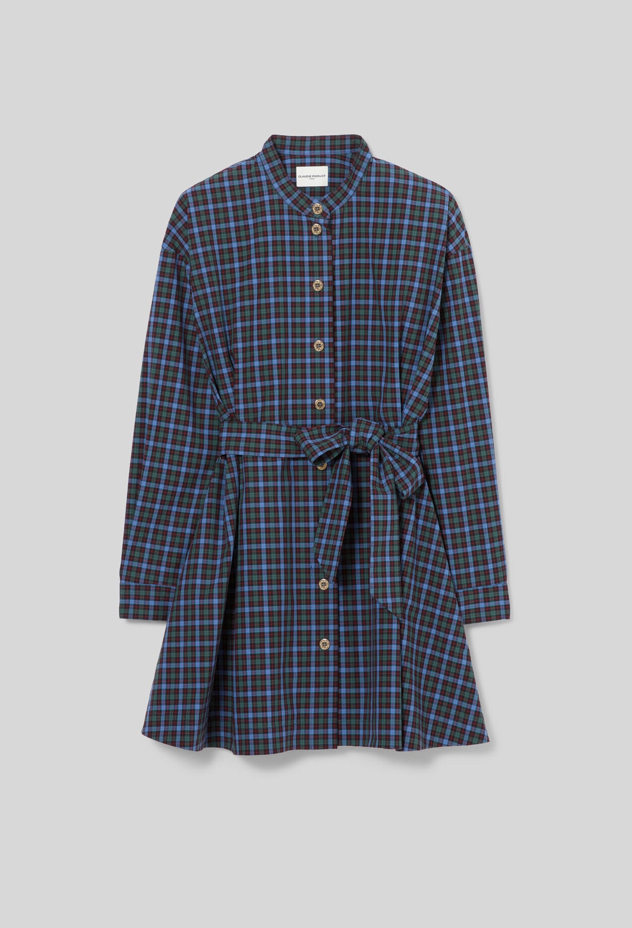 Checked cotton shirt dress