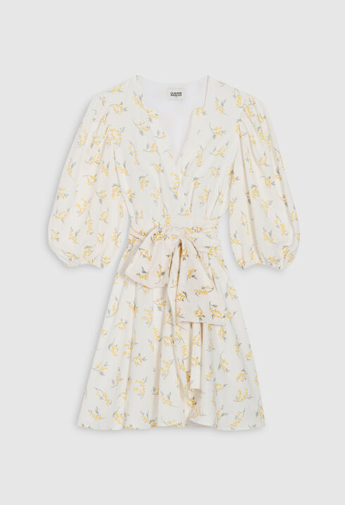 Short wraparound dress mimosa pattern