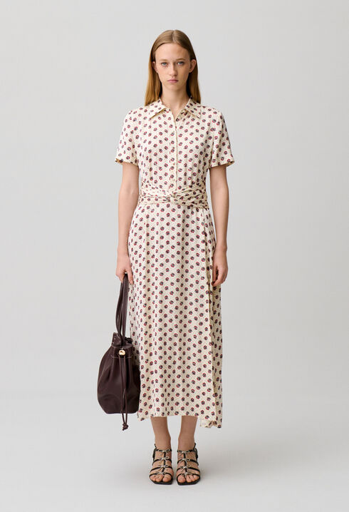 Floral print satin dress