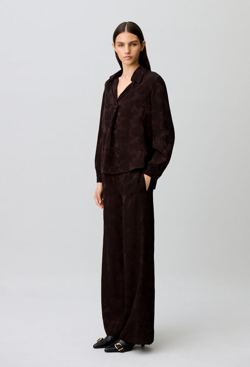 Straight floral jacquard blouse