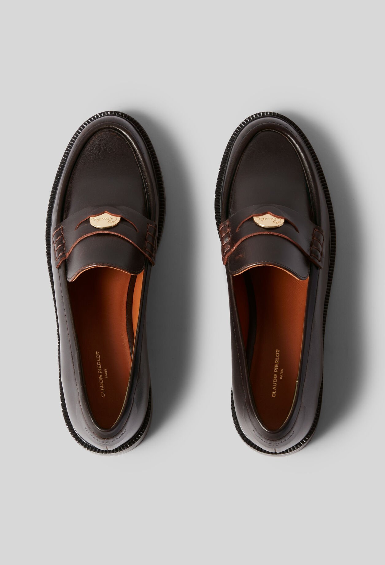Chocolate Leather Loafers for women | Claudie Pierlot