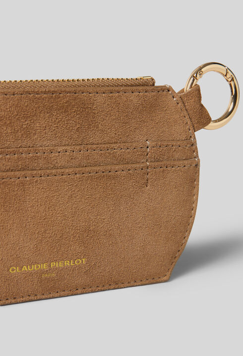 Beige suede cardholder
