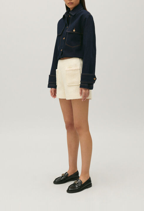 Ivory tweed shorts 