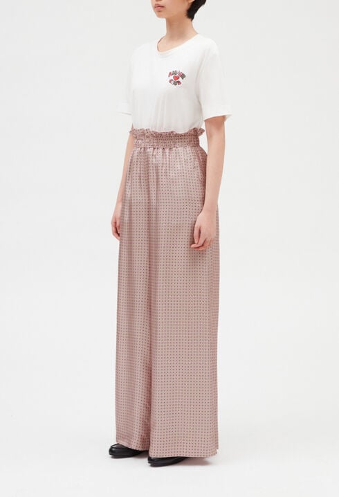 Loose pink silk trousers