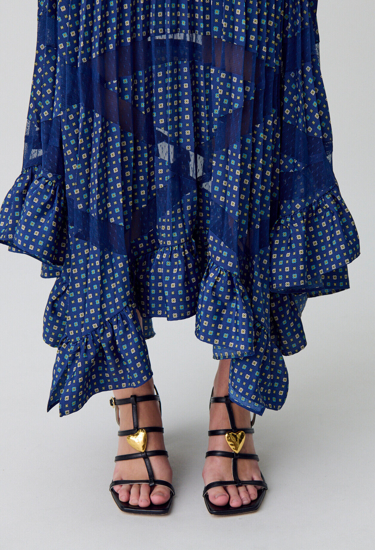 Printed Pleated Maxi Skirt
