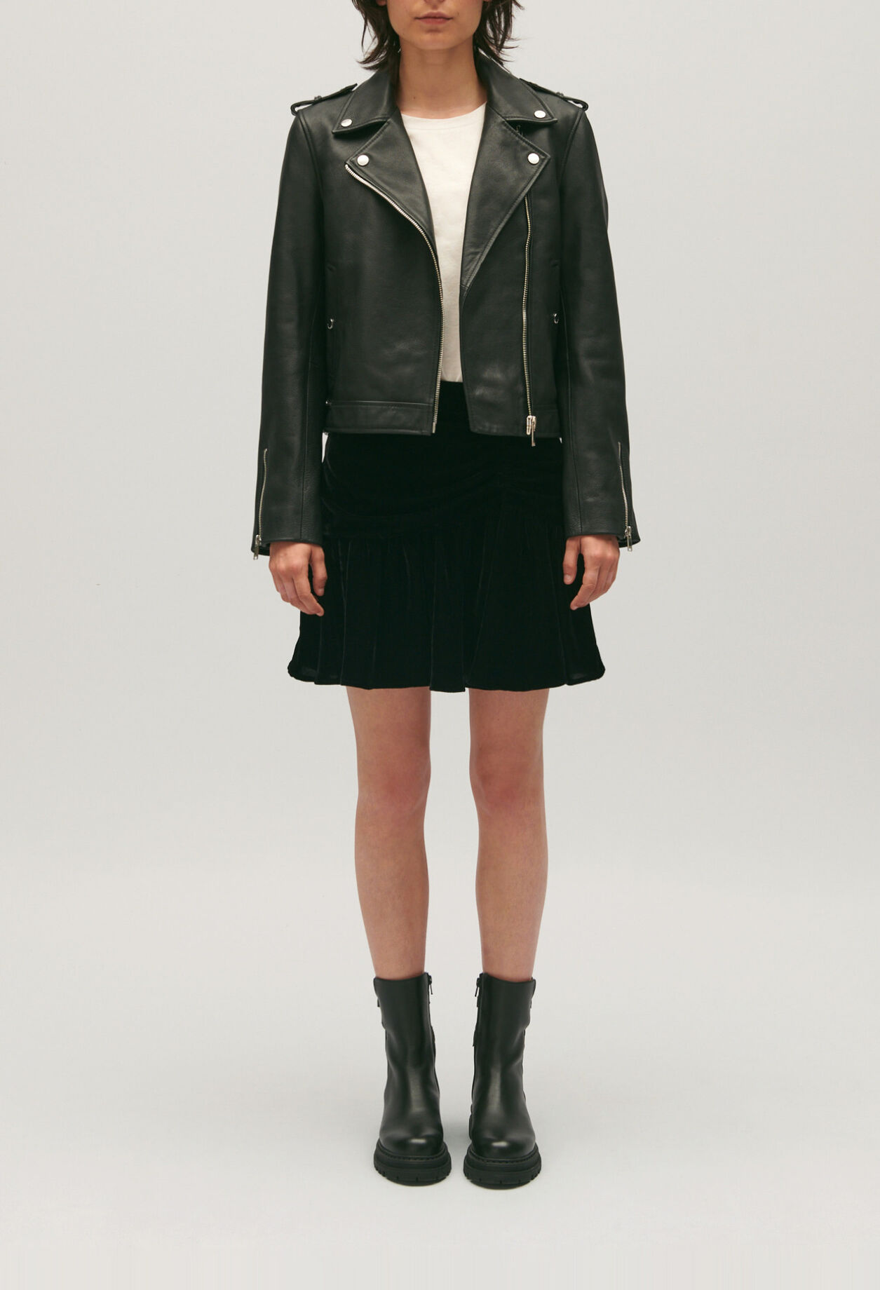 Black grained leather jacket 