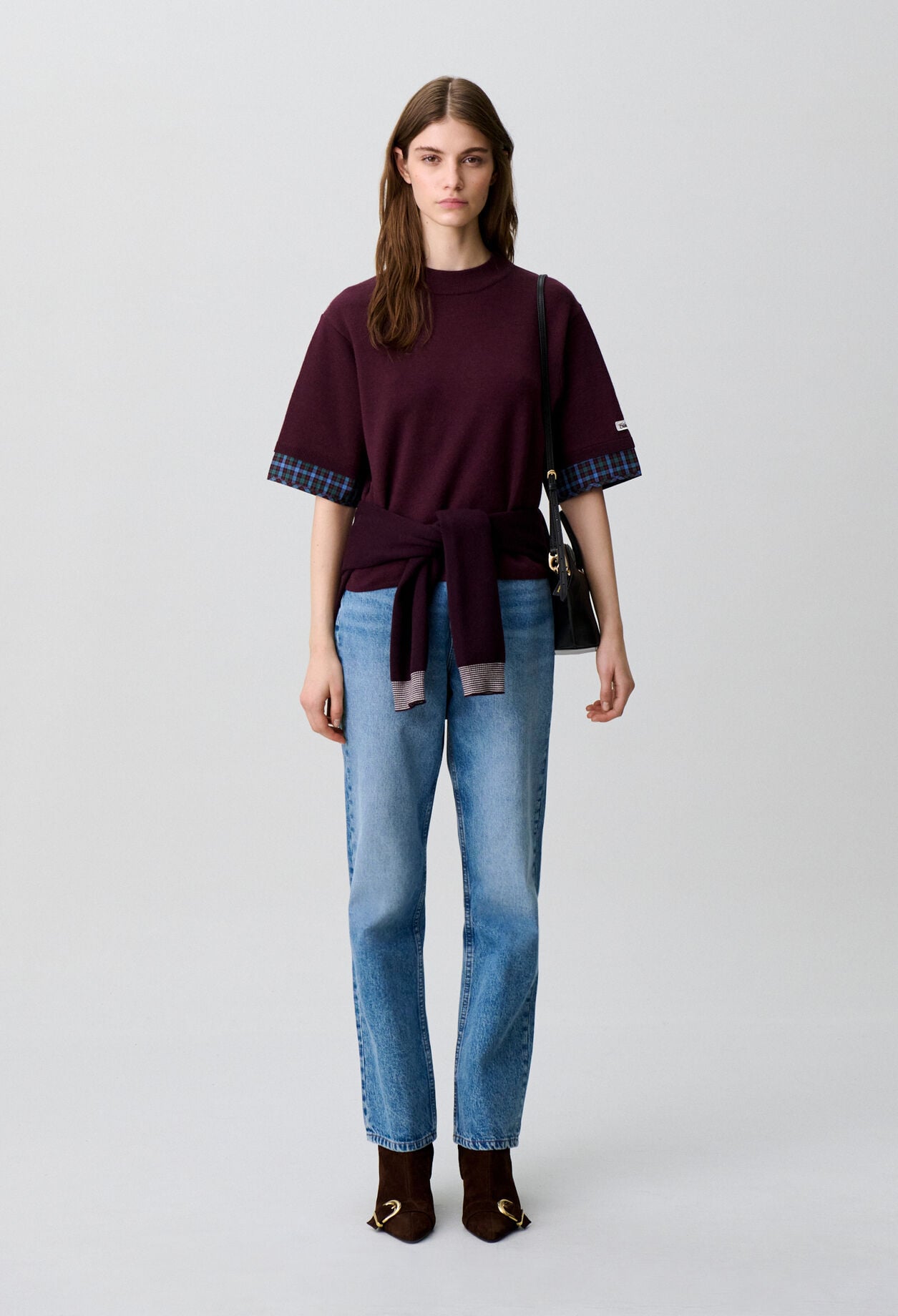 Knitted funnel neck jumper