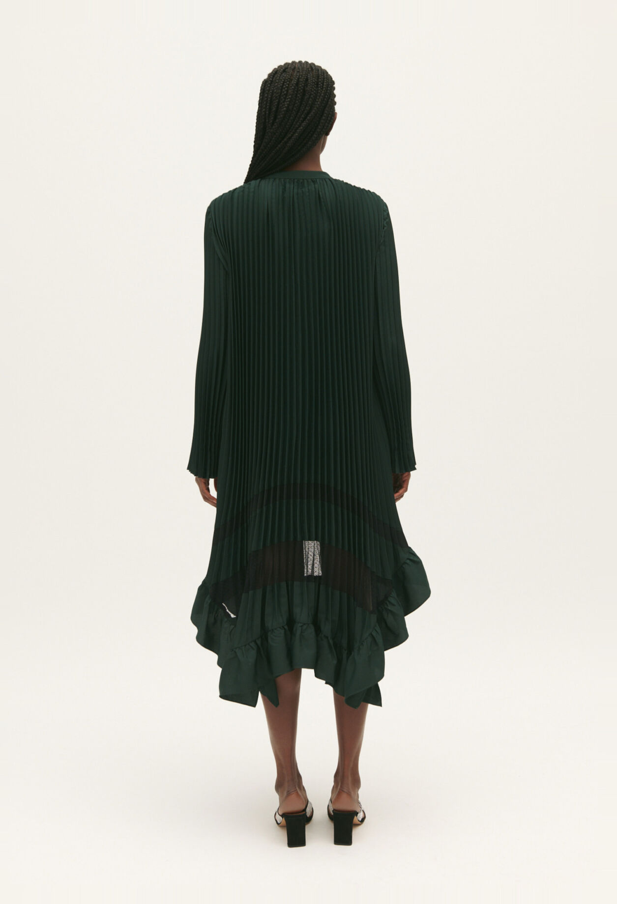 Pleated midi-length dress