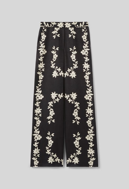 Floral wide-leg trousers
