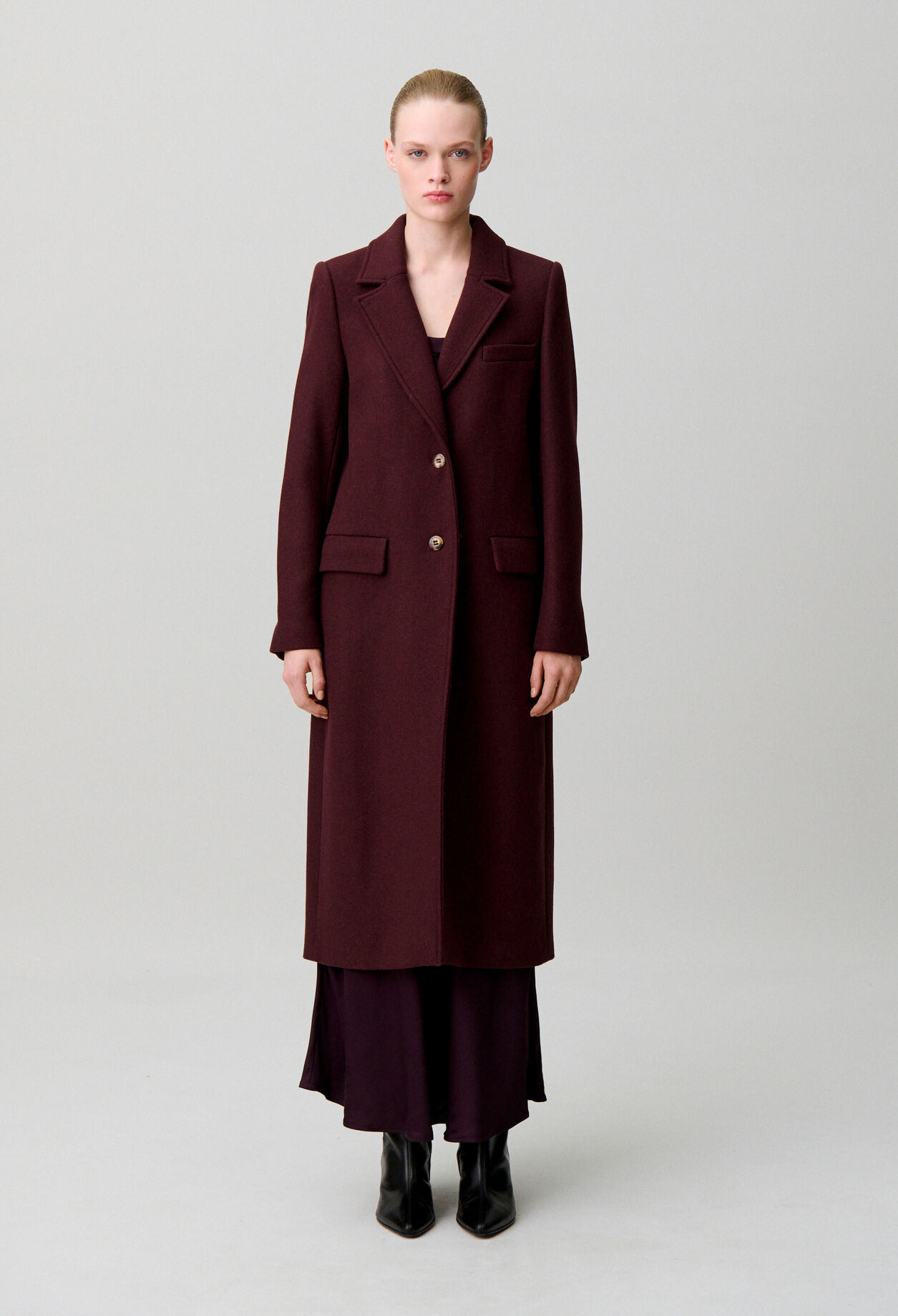 Long wool blend coat