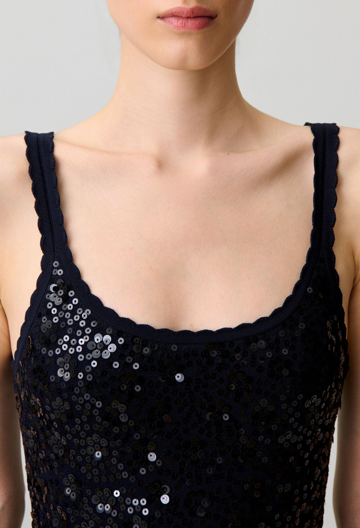 Long sequinned knitted dress