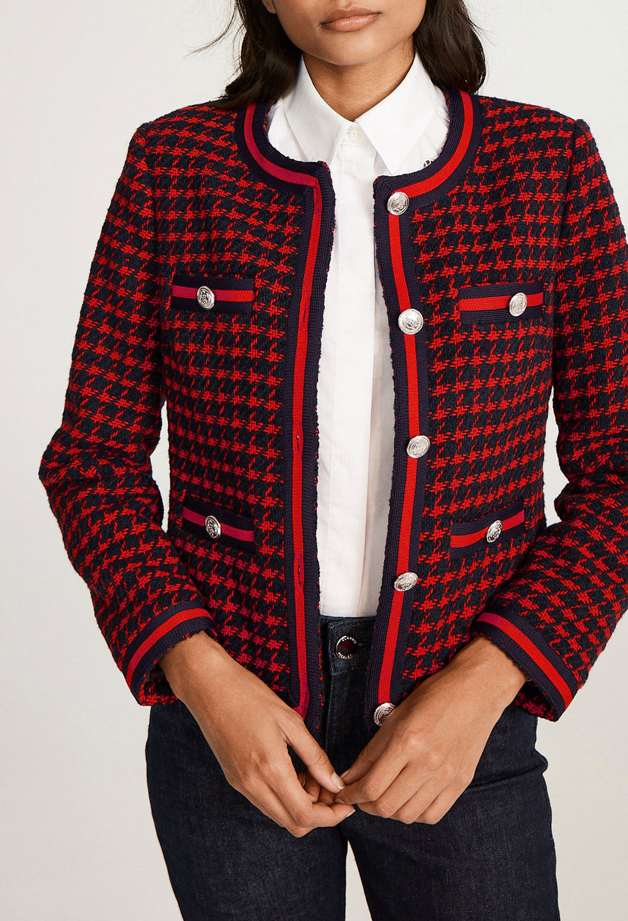 CLAUDIE PIERLOT★VESTE COURTE TWEED ジャケット Buttoned short tweed jacket for women | Claudie Pierlot