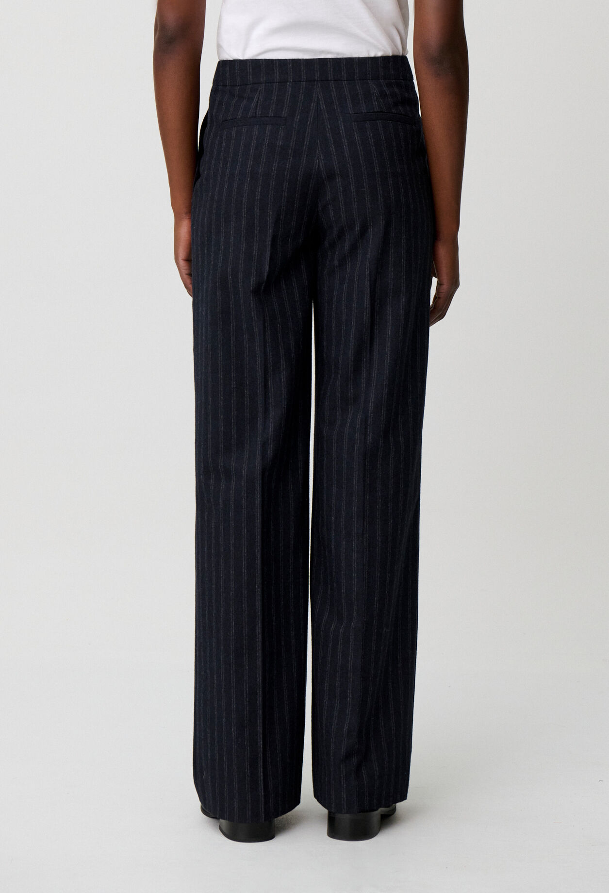 Striped wool blend trousers