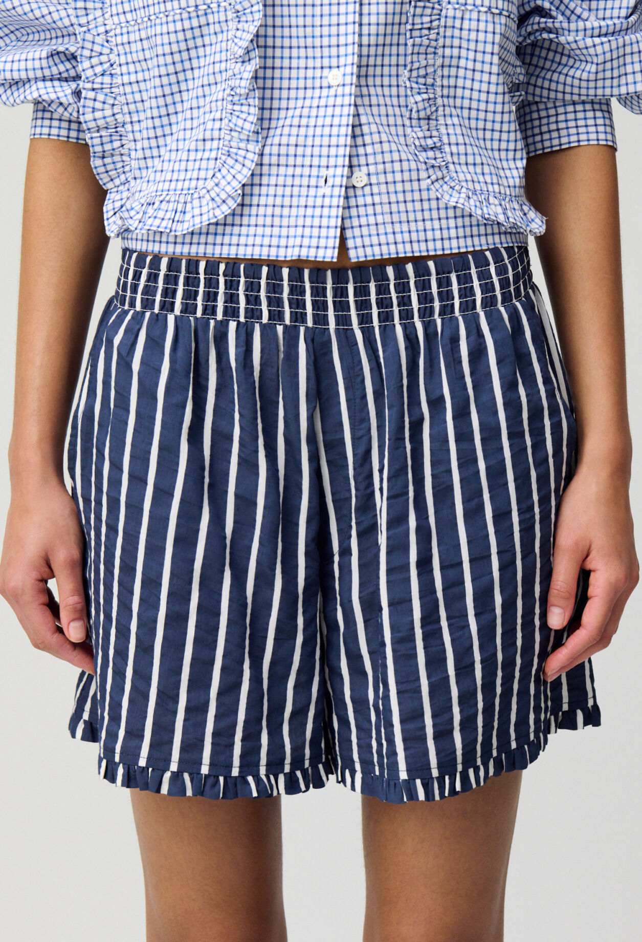 Striped ruffled shorts for women | Claudie Pierlot