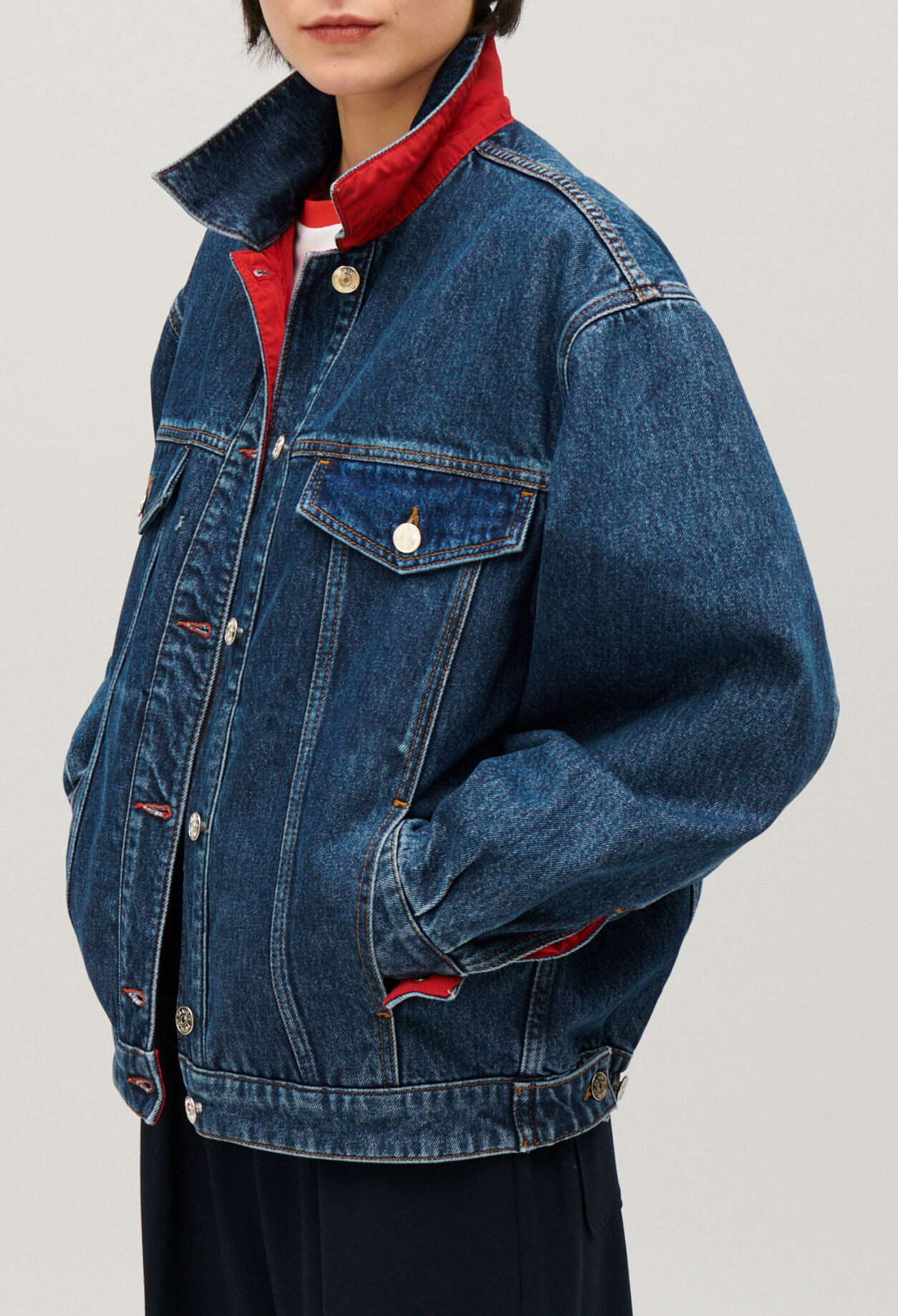 Reversible oversized denim jacket