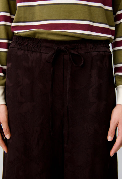 Wide-leg floral jacquard trousers