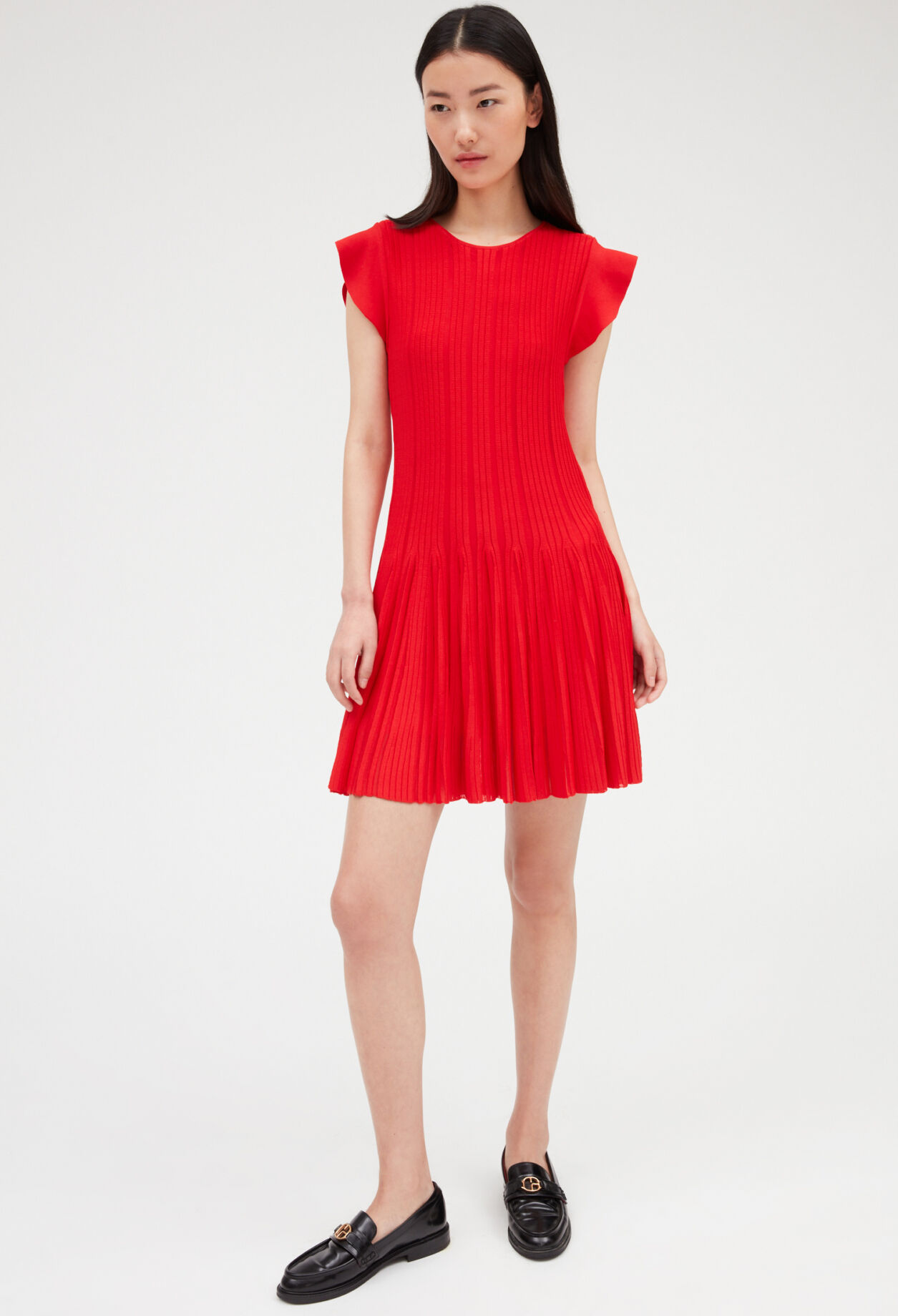 Red knit short dress