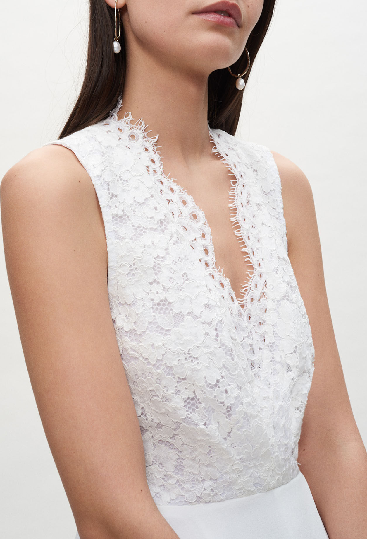 Off-white lace and satin dress