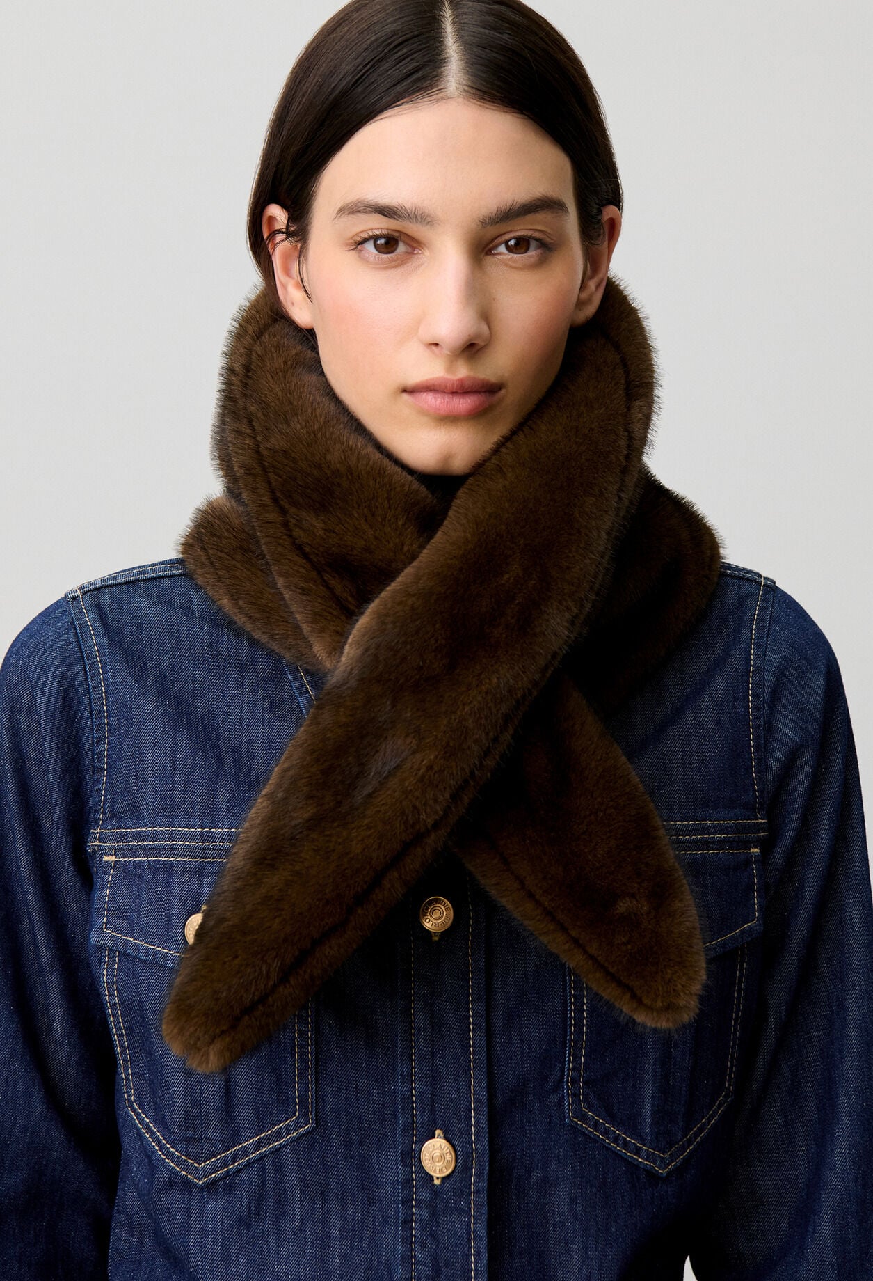 Faux fur scarf with slit