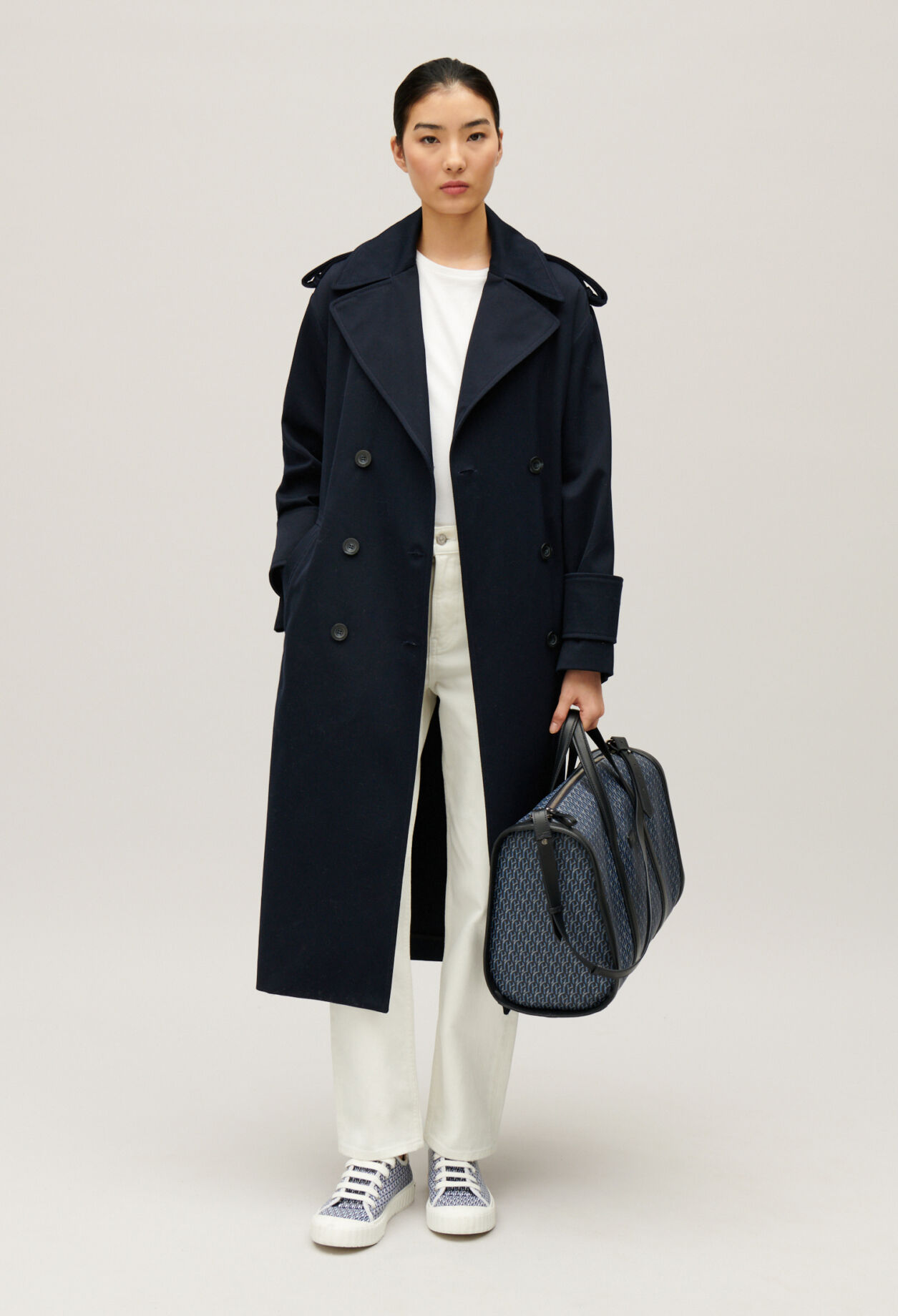 Long navy trench coat for women Claudie Pierlot