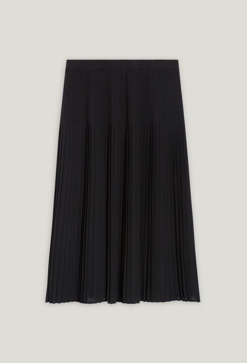 Black pleated mid-length skirt