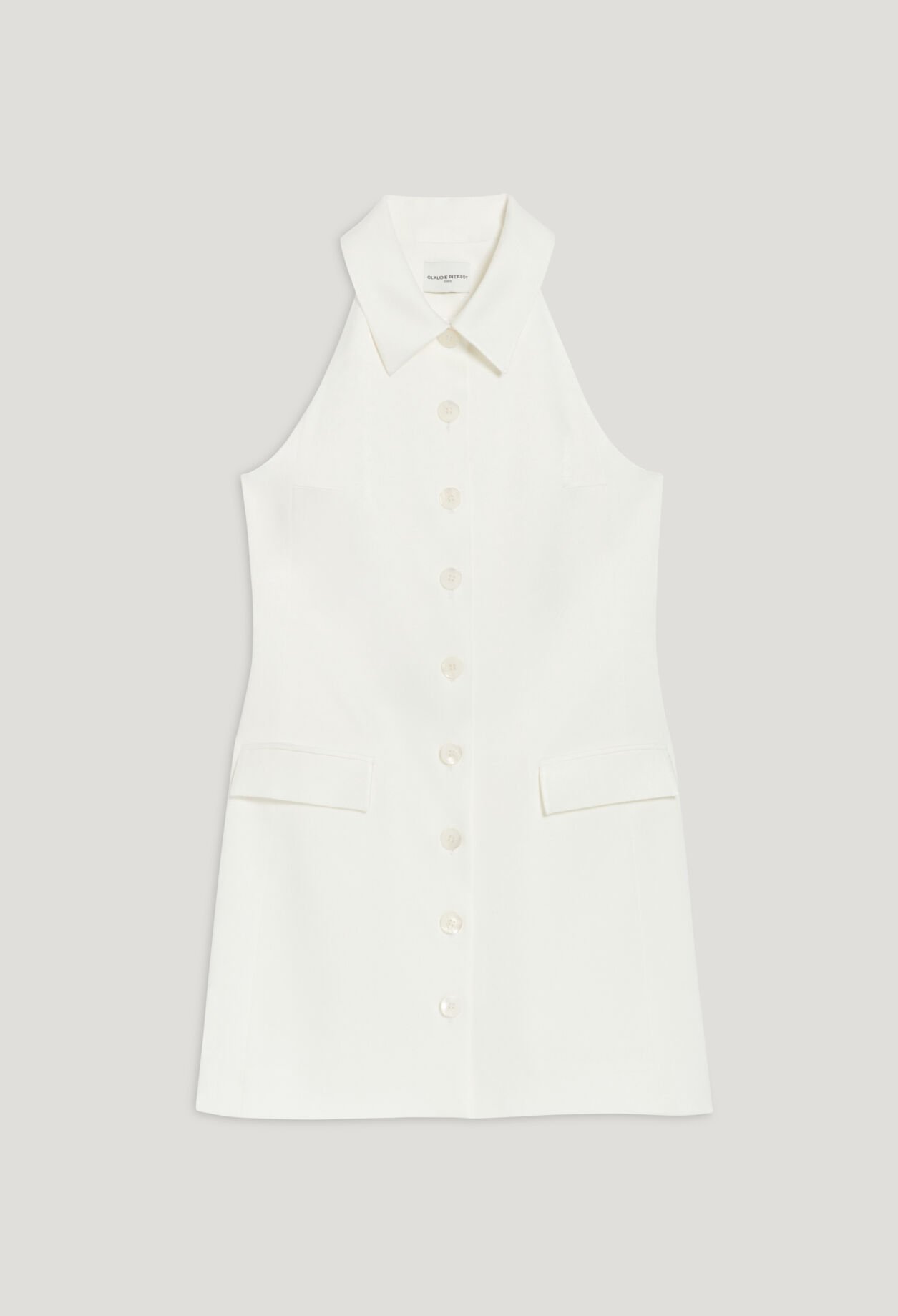 Short ecru satin dress