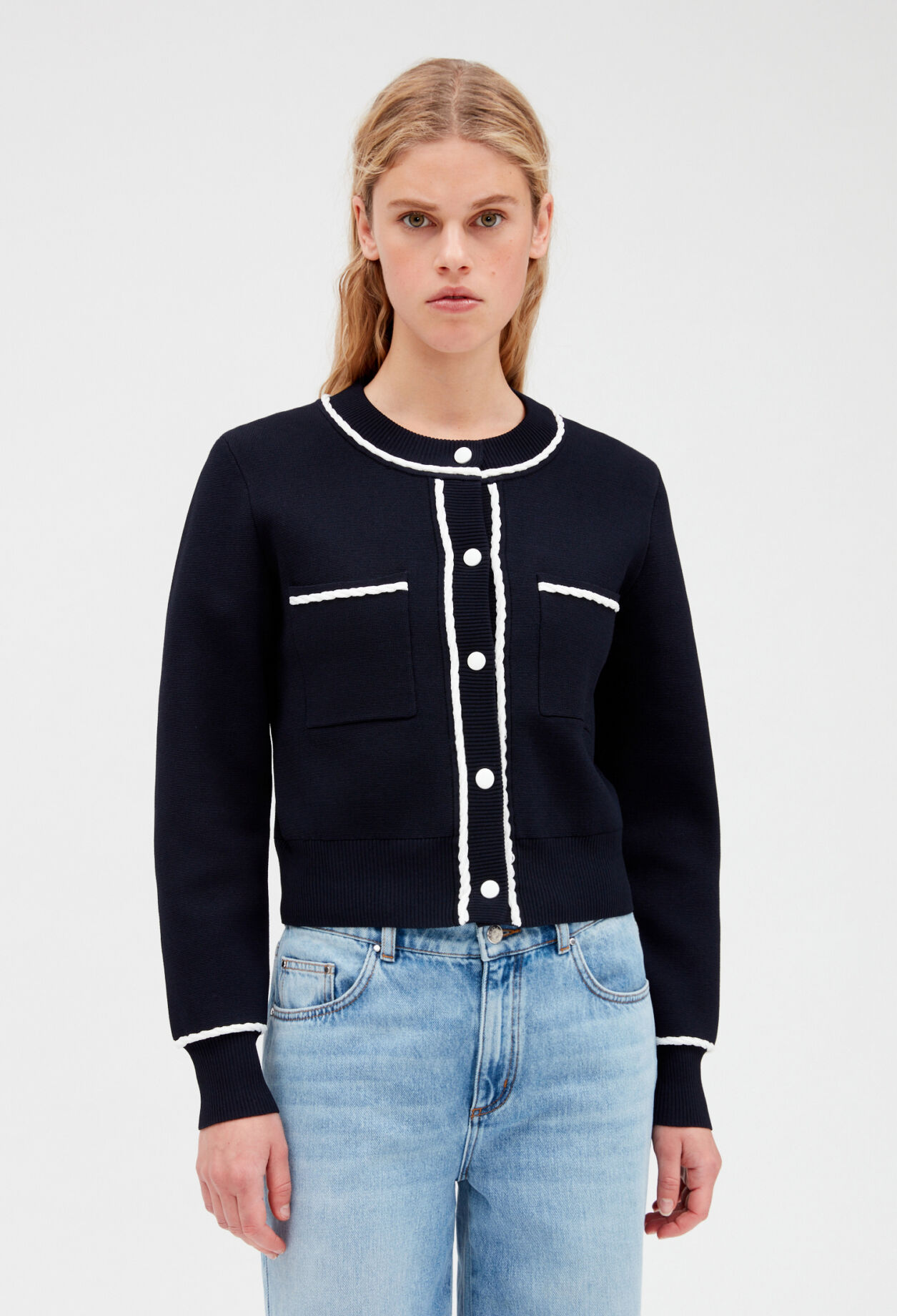 Cardigan with braided trim
